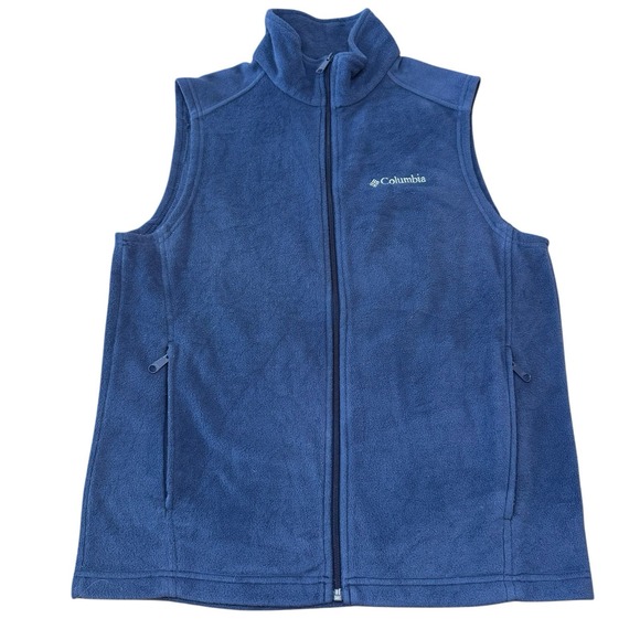 Columbia Vest Men's Dark Blue Fleece Full Zip Hiking‎ Work Small - Picture 1 of 6